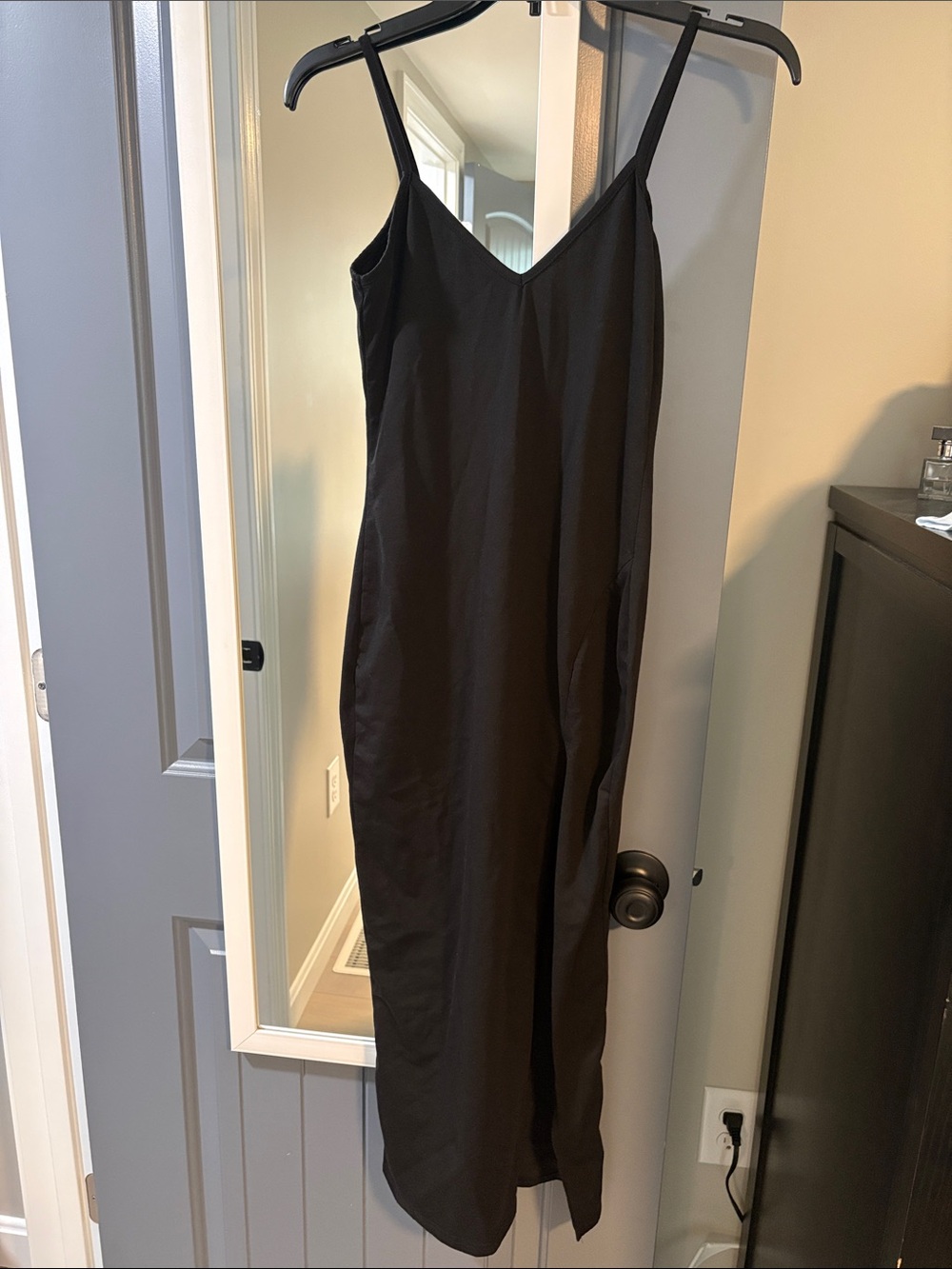 SHEIN Black Maxi Slip Dress with Spaghetti Straps